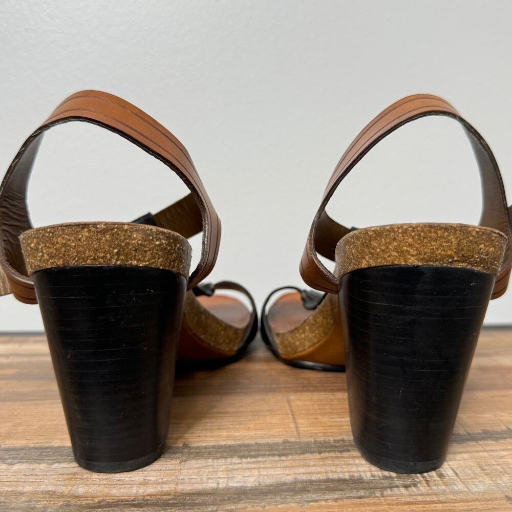 Frye Black and Brown Leather Block Heel Sandals - Picture 7 of 13